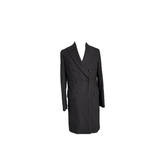 ALLSAINTS Brock Pinstripe Black Cotton Blend Men's Long Coat, sz 34 - Picture 3 of 10